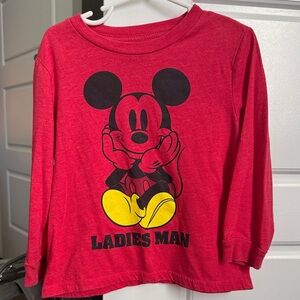 Disney Red Mickey Mouse Ladies Man Long Sleeve Shirt
